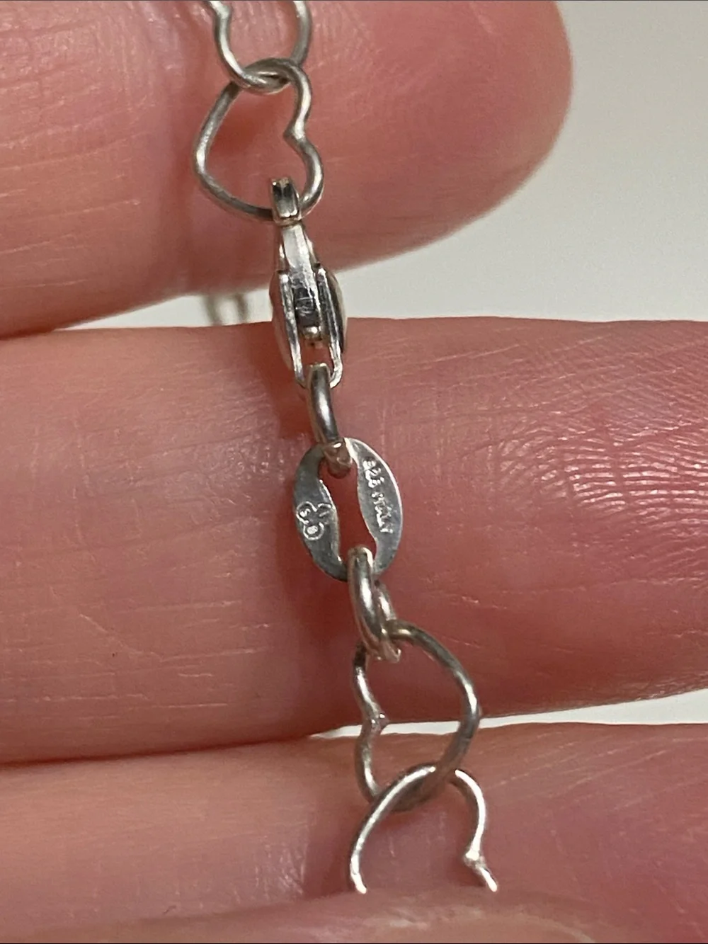 925 Italy Silver Heart Link Bracelet